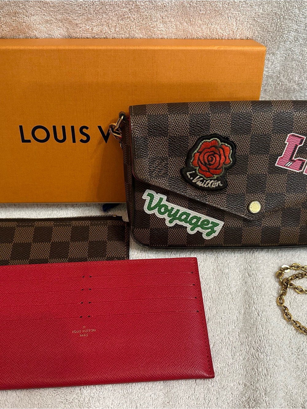 Louis Vuitton Damier World Tour Felicie with Pouchettes and Box